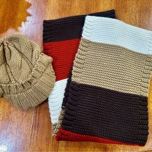 Michael Kors Striped Infinity Scarf and Matching Brim